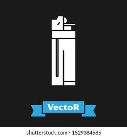 White Lighter icon isolated on black background.  Vector Illustration
