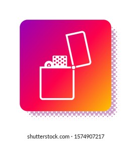 White Lighter icon isolated on white background. Square color button. Vector Illustration