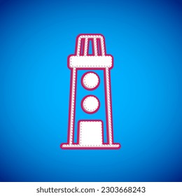 White Lighthouse icon isolated on blue background.  Vector