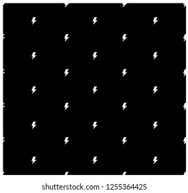 White lightning on black background. Black and white seamless pattern