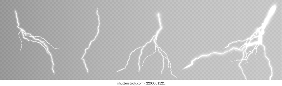 White Lightning, Thunderstorm, Inclement Weather, Vector Illustration