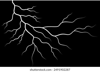 Ilustración vectorial de relámpago blanco sobre fondo negro