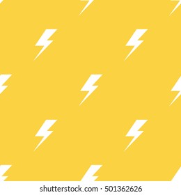 White lightnings yellow vector seamless pattern. Storm background illustration