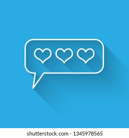 White Like and heart icon isolated with long shadow. Counter Notification Icon. Follower Insta. Vector Illustration