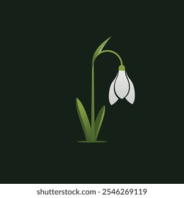 White Lily Flower Logo Design Vector minimalist modern	