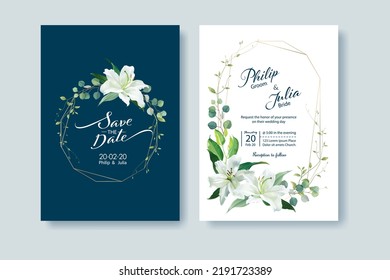 white lily flower wedding invitation