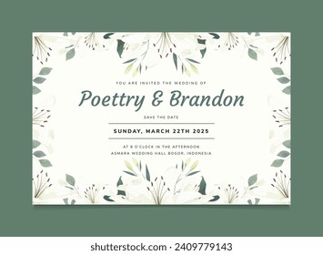 White Lily Flower Wedding Invitation Template