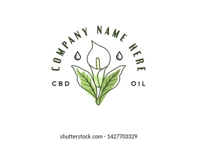 White lily oil or beauty product logo template