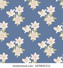 White lily seamless vector pattern