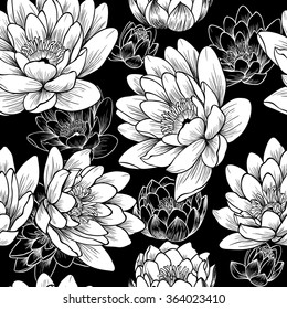 White lily .Vector seamless pattern 