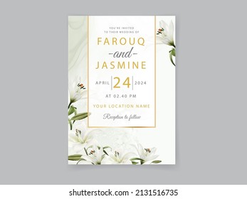 White Lily wedding invitation card