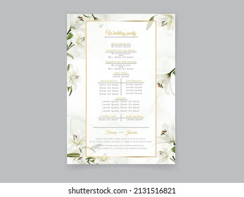 White Lily wedding invitation card