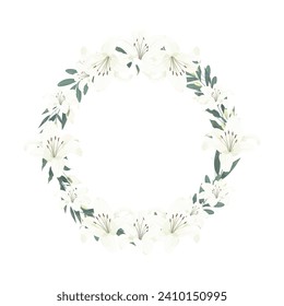 White Lily Wreath Flower Frame Background