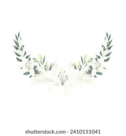 White Lily Wreath Flower Frame Background