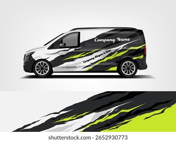 Branco e Limão Van Wrap Design Fresh Fleet Branding com acentuados preto