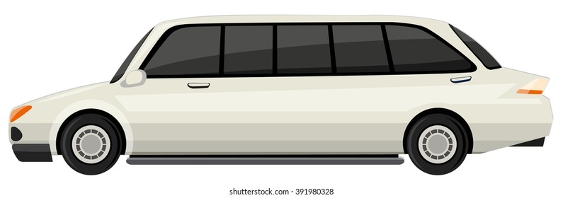 White limousine on white background illustration