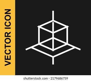 White line 3d modeling icon isolated on black background. Augmented reality or virtual reality.  Vector