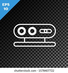 White line 3d scanning system icon isolated on transparent dark background.  Vector Illustration