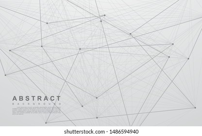 White line abstract background. Connection dots with gray line.