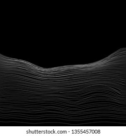 White Line Abstract Black Background. Surface Pattern