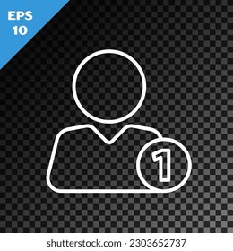 White line Add to friend icon isolated on transparent dark background.  Vector Illustration
