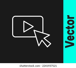 White line Advertising icon isolated on black background. Concept of marketing and promotion process. Responsive ads. Social media advertising.  Vector