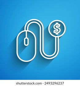 White line Advertising icon isolated on blue background. Concept of marketing and promotion process. Responsive ads. Social media advertising. Long shadow. Vector