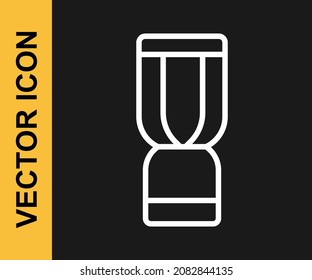 White line African djembe drum icon isolated on black background. Musical instrument.  Vector