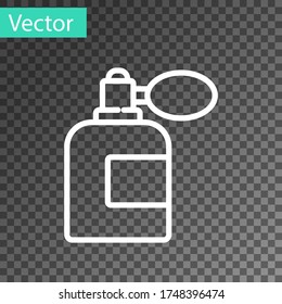 Línea blanca Botella Aftershave con el icono del atomizador aislado sobre fondo transparente. Icono de pulverización de Colonia. Frasco de perfume masculino. Ilustración vectorial