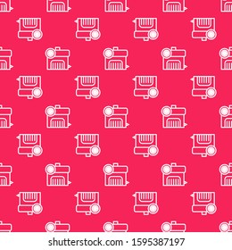 White line Air compressor icon isolated seamless pattern on red background.  Vector Illustration
