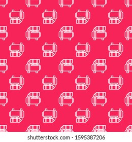 White line Air compressor icon isolated seamless pattern on red background.  Vector Illustration