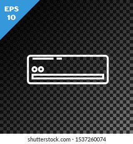 White line Air conditioner icon isolated on transparent dark background. Split system air conditioning. Cool and cold climate control system.  Vector Illustration
