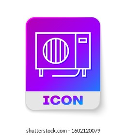White line Air conditioner icon isolated on white background. Split system air conditioning. Cool and cold climate control system. Rectangle color button. Vector Illustration