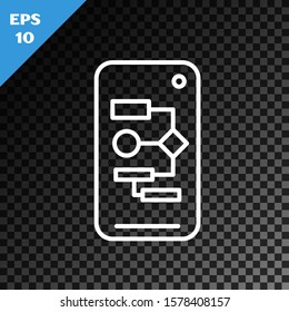 White line Algorithm icon isolated on transparent dark background. Algorithm symbol design from Artificial Intelligence collection.  Vector Illustration