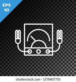 White line Ampere meter, multimeter, voltmeter icon isolated on transparent dark background. Instruments for measurement of electric current.  Vector Illustration