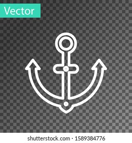 White line Anchor icon isolated on transparent background.  Vector Illustration