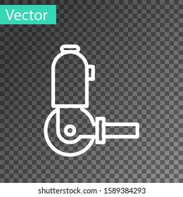White line Angle grinder icon isolated on transparent background.  Vector Illustration