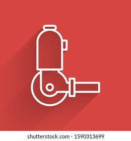 White line Angle grinder icon isolated with long shadow.  Vector Illustration