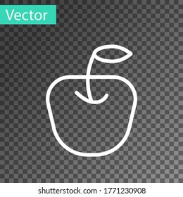 White line Apple icon isolated on transparent background. Fruit with leaf symbol. Vector