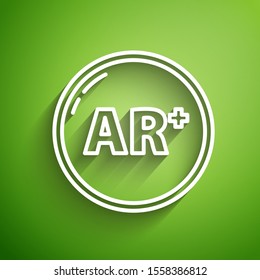 White line Ar, augmented reality icon isolated on green background.  Vector Illustration