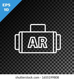 White line Ar, augmented reality icon isolated on transparent dark background.  Vector Illustration