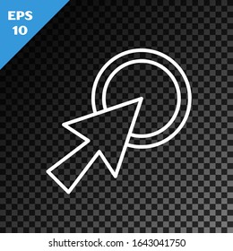 White line Arrow cursor icon isolated on transparent dark background.  Vector Illustration