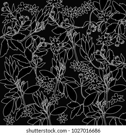 White Line Art Floral Pattern Background