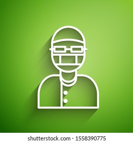 White line Assistant icon isolated on green background.  Vector Illustration