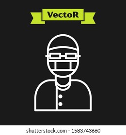 White line Assistant icon isolated on black background.  Vector Illustration