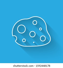 White line Asteroid icon isolated with long shadow.  Vector Illustration