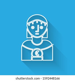 White line Astrology woman icon isolated with long shadow.  Vector Illustration
