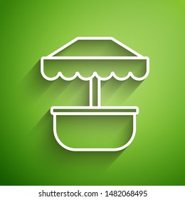 White line Attraction carousel icon isolated on green background. Amusement park. Childrens entertainment playground, recreation park. Vector Illustration White line Attraction carousel icon isolated on green background. Amusement park. Childrens entertainment playground, recreation park. Vector Illustration