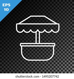 White line Attraction carousel icon isolated on transparent dark background. Amusement park. Childrens entertainment playground, recreation park.  Vector Illustration