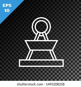 White line Attraction carousel icon isolated on transparent dark background. Amusement park. Childrens entertainment playground, recreation park.  Vector Illustration